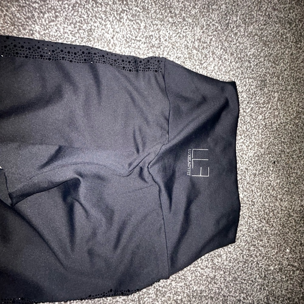 LuxeLadyFit Black Leggings with rhinestone Detail